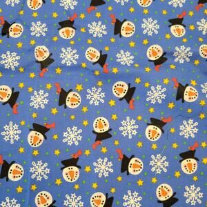 Cotton Fabric Snowman Snowflakes Stars Christmas 33" x 42" General Fabrics